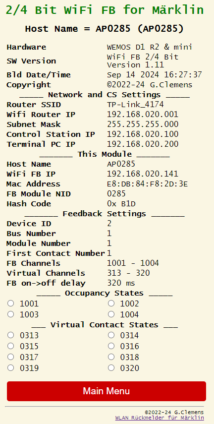 Alle Daten des WLAN-Rückmeldemoduls AP0285 sind auf dieser Seite vereint.