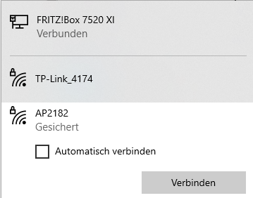 Der WLAN Rückmelder ist noch nicht mit dem WLAN-Router der CSx verbunden und spannt ein temporäres WLAN AP2182 auf.